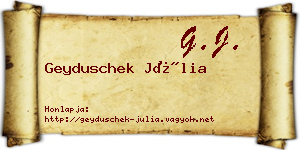 Geyduschek Júlia névjegykártya
